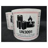 (2) UN3091 Caution Lithium Battery Labels 3.25 x