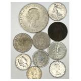 10pc vintage international coins: 1877 British