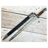 US Krag bayonet with leather scabbard, circa