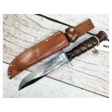 Camillus NY M2 knife with leather sheath, 7"