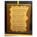 Wooden plaque of Star Spangled Banner