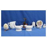 Vintage Goebel Egg on Stand, Mini Tea Set, Avon