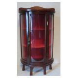 Vintage Small Curio-Table Top w/Red Velvet