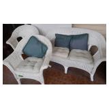 3 Pc Wicker Furniture-Loveseat,2 Chairs w/Cushions