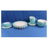 17 pcs Vintage Hazel Atlas Blue Ruffled Dishes-5