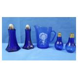 2 Sets Vintage Cobalt S&P Shakers, Cobalt Blue