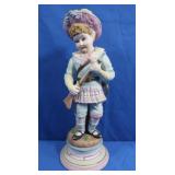 Porcelain Statue Child Holding Gun & Sword