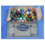 Vintage Glass Marbles & Candy Box
