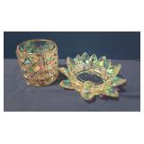 Clear Sparkle Bling Candle Dish& Sparkle lighted