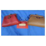 2 Dooney&Bourke NEW Leather Coin Purses-red&tan