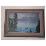 Framed Oil on Canvas-Mt Lake 18x26"