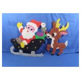 Vintage Christmas Popcorn Santa & Rudolph