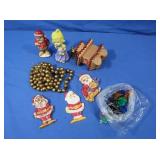 Vintage Chalkware Figurines, Glass Garland Beads