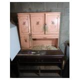 Antique Sellers Hoosier Cabinet Top bolted to