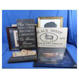 4 Framed Artwork Pieces, Black Sheep Sign 24x14"