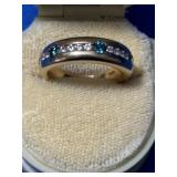 14K Blue & White Diamond Ring 8 gr, approx 1/2 ct