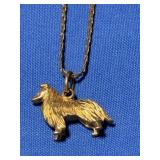 14K Chain & Dog Charm 6.3 gr 17"