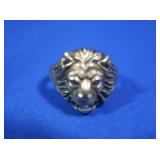 14K Lion Head Ring w/Diamonds 7 gr-sz 8