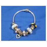 Sterling Pandora Bracelets w/Charms w/14K Trim