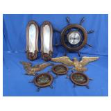 Asst Wood Decor, Ship Wheel Barometer, Ship