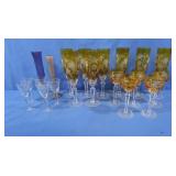 Vintage Amber & Clear Glass Champagne Glasses