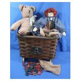 Patriotic Bear, Farm Girl, Magazine Basket