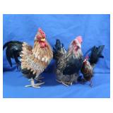 3 Decorative Chickens-2 Real Feathers