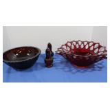 Westmoreland Glass Lattice Bowl, Avon Ruby Glass