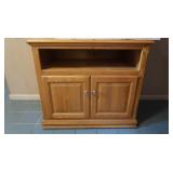 Solid Wood Microwave Stand w/2 Doors & Shelf