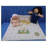 2 Cabbage Patch Kids, Dolls & Blanket