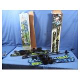 2 Sets Youth Beginner Skis, 1 Set Poles