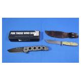 Military Grade Pocket Knife, Case Knife w/Leather