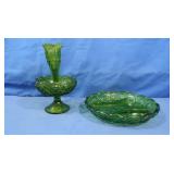 LE Smith Green Moon & Stars Epergne, Relish Tray