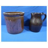 Great Light Borwn Drip Glaze Crock, Brown Glaze