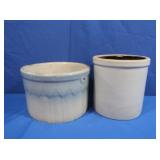 Blue & White Stoneware Butter Crock (cracks)