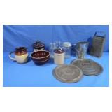 Wire Top Pottery Jars, Sifter & more