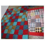 2 Hand-stitched quilts-72"x66"  & 49"x32"