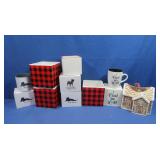 Ceramic Gingerbread House, 3 Buffalo Plaid Cubes,