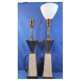 Vintage pr Table Lamps w/Brass