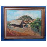 Vintage Oil on Canvas Artist Board, Framed Wood