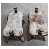Pair of vintage Egyptian camel saddle seats-foot