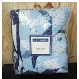 New blue patchwork style twin quilt. 66" x 86"