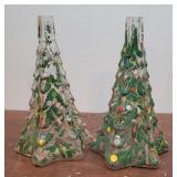 2 Christmas tree bottles - paint is flaking