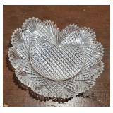 Pretty Cut Glass Fan & Diamond Dish