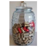 Huge glass jar and wine corks 13" High Jar with