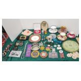 Misc lot glass sock darner, locks, cups and