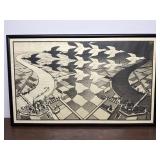 M.C. Escher print Day and Night Approx. 34x21