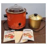 Retro Crock-Pot with bread /cake insert and books