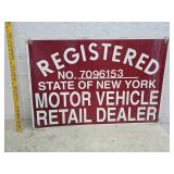 Registered motor vehicle dealer sign