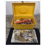 Yellow jewelry case - costume jewelry, lighters,